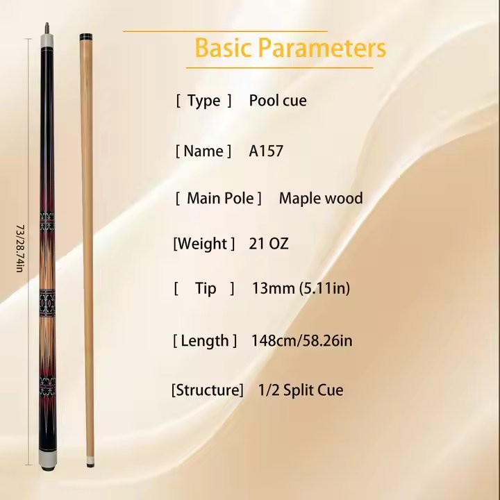 Naipni Wholesale Maple Wood 57 inch 1/2 Jointed 13mm Tip Billiard Pool Cue Stick
