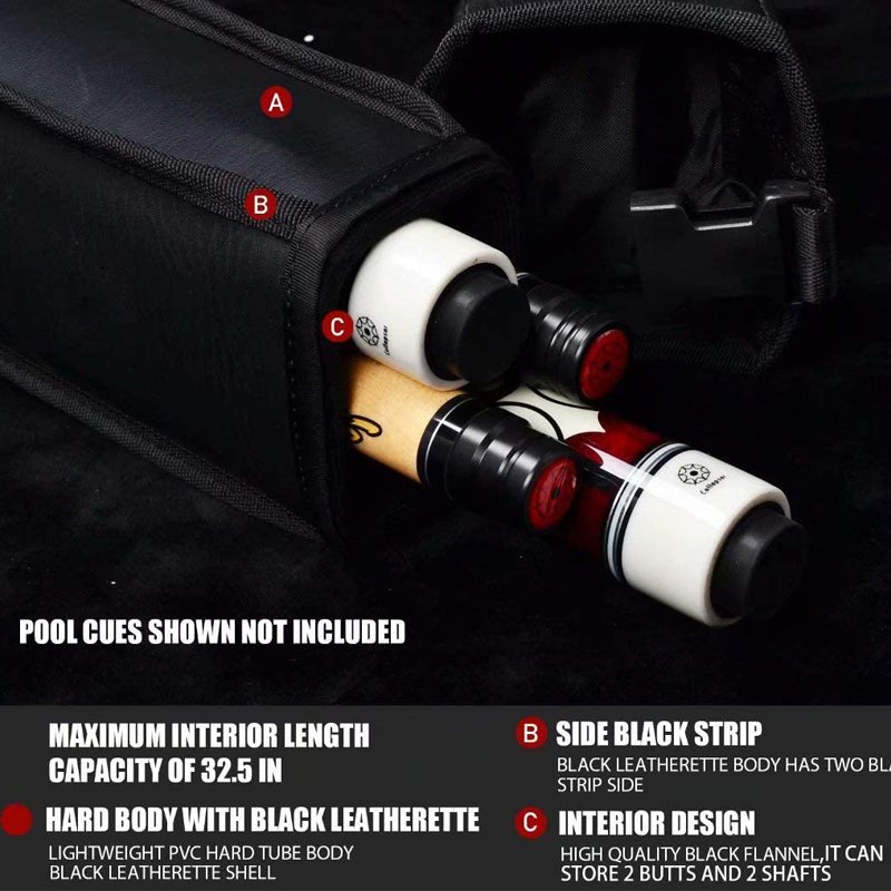 Black 2*2 Hard Pool Cue Hard Case Nylon/leatherette Billiard Stick Carrying Bag Cases OEM Extension Snooker Case PU 7-10days