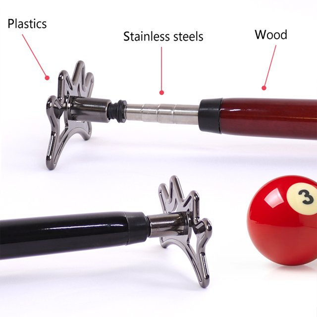 Stainless Steel Telescopic Wood Handle Pool Cue Holder Rod
