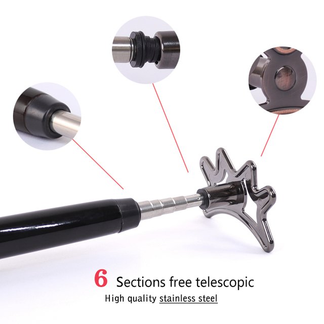 Stainless Steel Telescopic Wood Handle Pool Cue Holder Rod