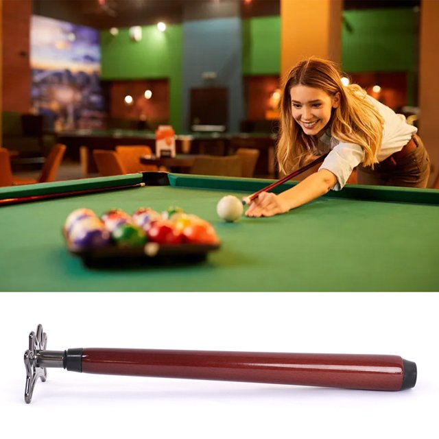 Stainless Steel Telescopic Wood Handle Pool Cue Holder Rod