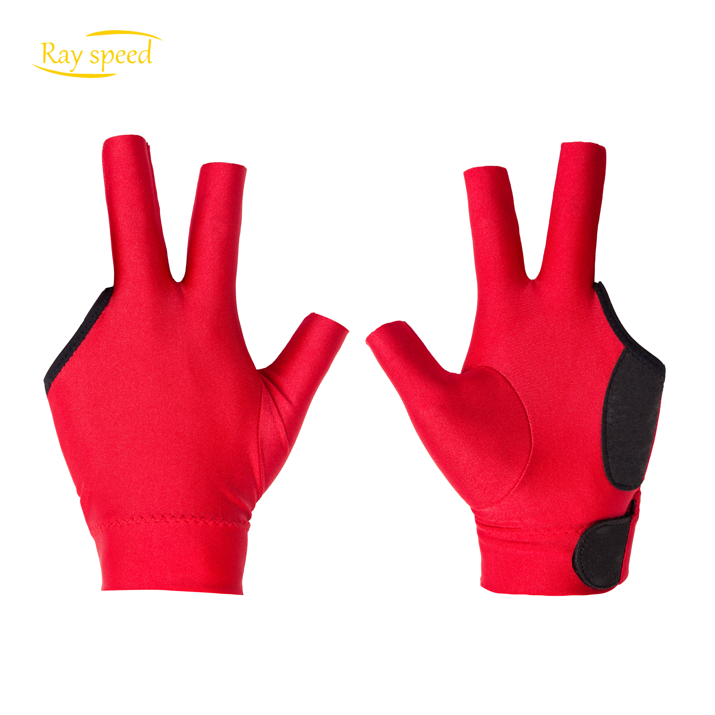 Rayspeed IBS Three Fingers Billiard Gloves Snooker Cue Professional 3 Colors Black/Blue/Red (Spandex)