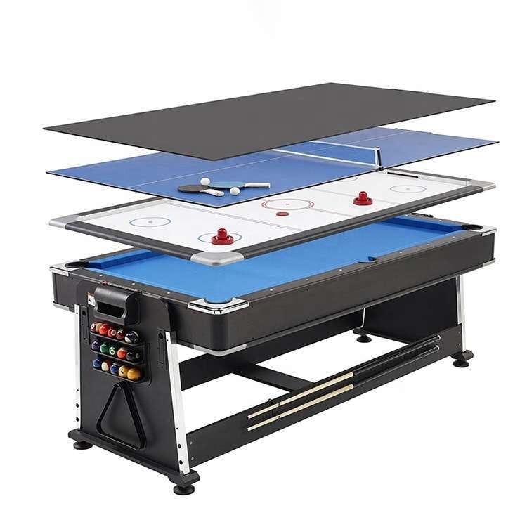 Hot-selling 7ft snooker & billiard air hockey ping-pong functions 4 in 1 multi game billiard pool table