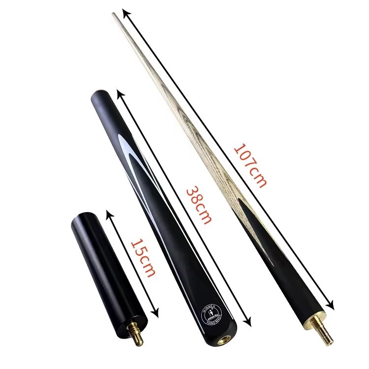 TQG-51 Snooker Cue Ash Wood 3/4 Style with 10mm Tip Decal Pool Cue Grip Carbon Fiber Butt Sleeve for Economy Billiards