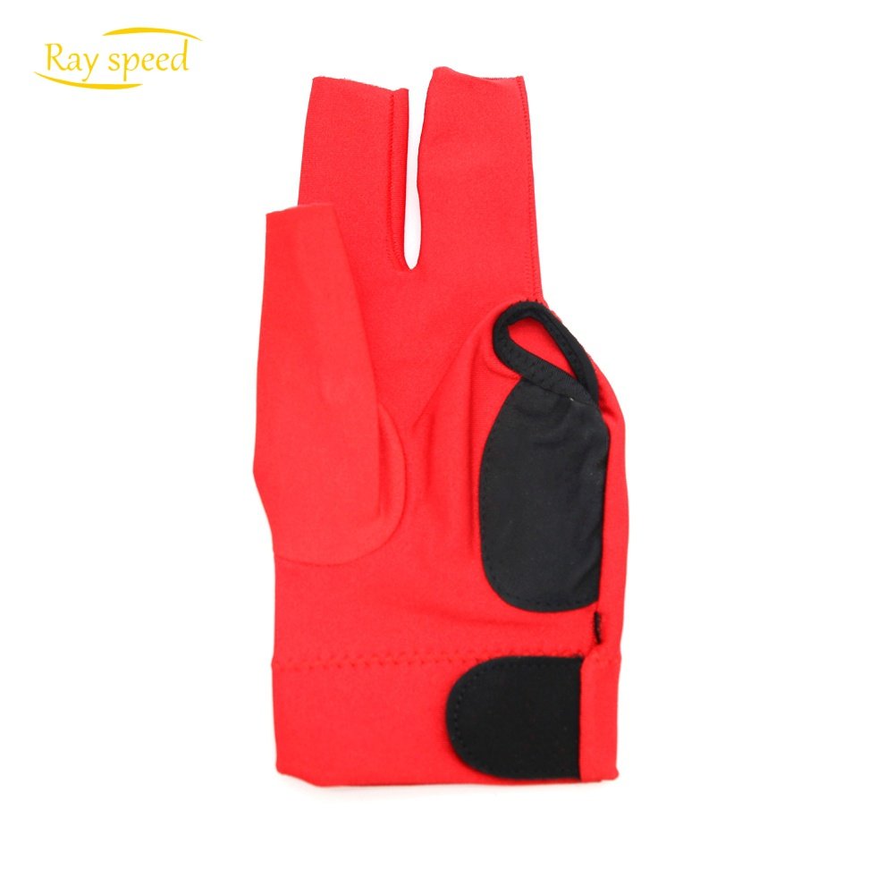 Rayspeed Pool Glove for Left Hand - 3 Finger Read Billard Glove Snooker Shooting Glove for Men & Women with Adjustable Velcro