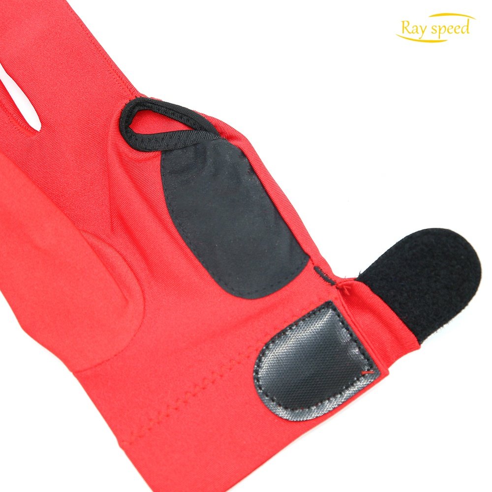 Rayspeed Pool Glove for Left Hand - 3 Finger Read Billard Glove Snooker Shooting Glove for Men & Women with Adjustable Velcro