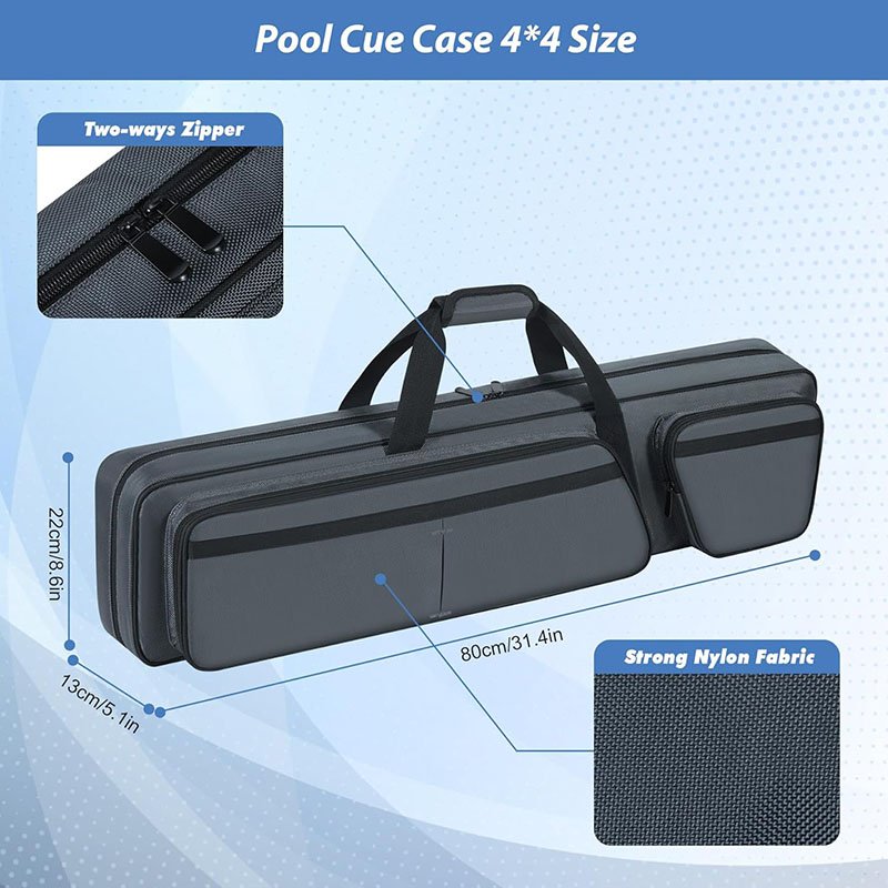 Portable Pool Cue Bag Customizable 3X4 Billiard Pool Cue Stick Kit Soft Snooker Cue Bag with 1/2 Style Packaged in Box