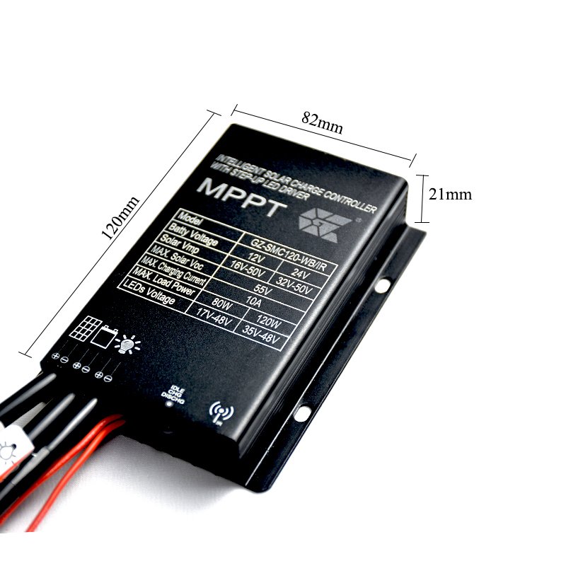 solar street light external liFePo4 lithium battery under the solar panel solar street light charge controller 12A 12v 24v 120w