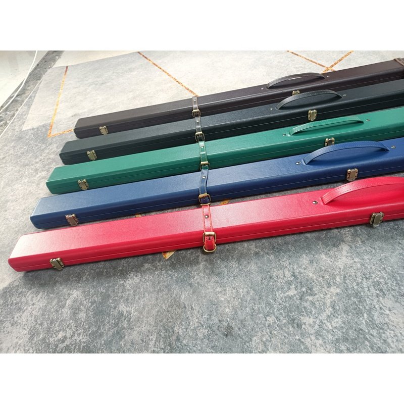 Classic Pure Color Leather 2 Slots Single Piece Straight Billiard Snooker Pool Cue Stick Case/Bag/Box