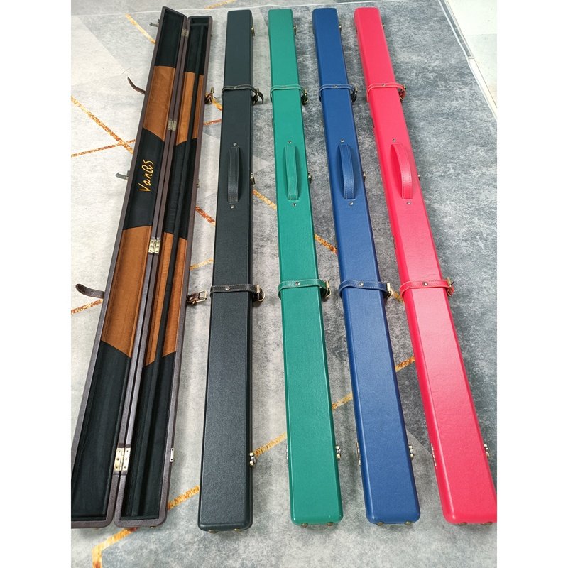 Classic Pure Color Leather 2 Slots Single Piece Straight Billiard Snooker Pool Cue Stick Case/Bag/Box
