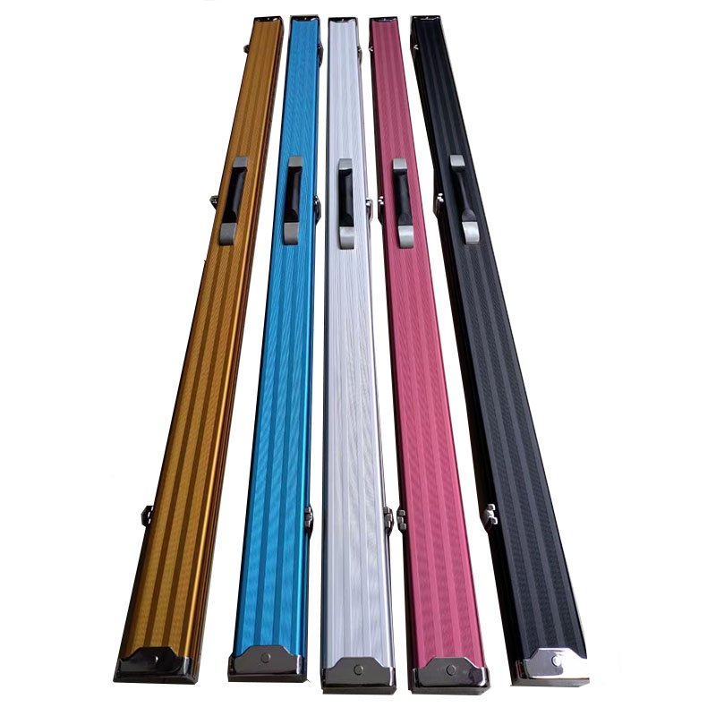 billiard pool snooker cue aluminum case for 1pc cue 3/4 alloy metal plastic corner 2 slots with accessories chalk place
