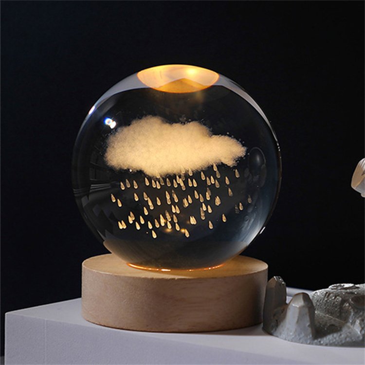 Christmas Crystal Ball Gift Custom 3d Laser Engraved Logo Jupiter Solar System Planet Moon Crystal Glass Ball With Base