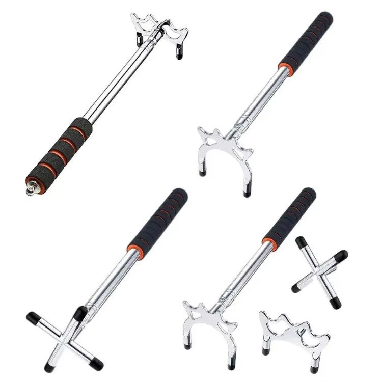 Silver 3-Piece Retractable Cue Stick Bridge for Pool Billiards Cue Stick Rack Set