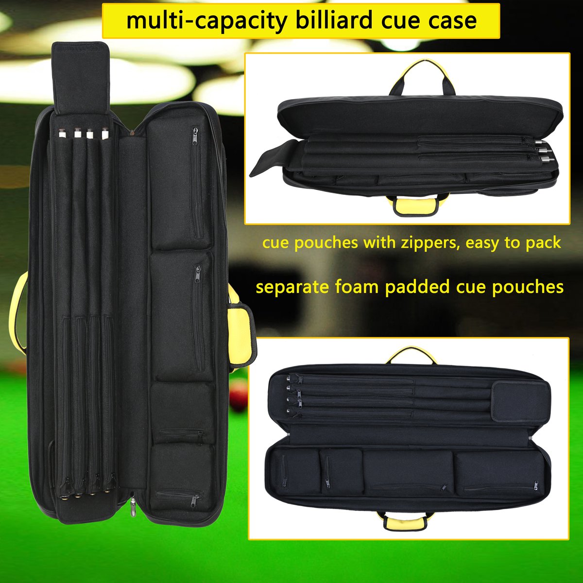 Professional Billiards Player Leather Waterproof Large 3x4 Pool cue snooker sticks Box billiard cue case billiard cues bag