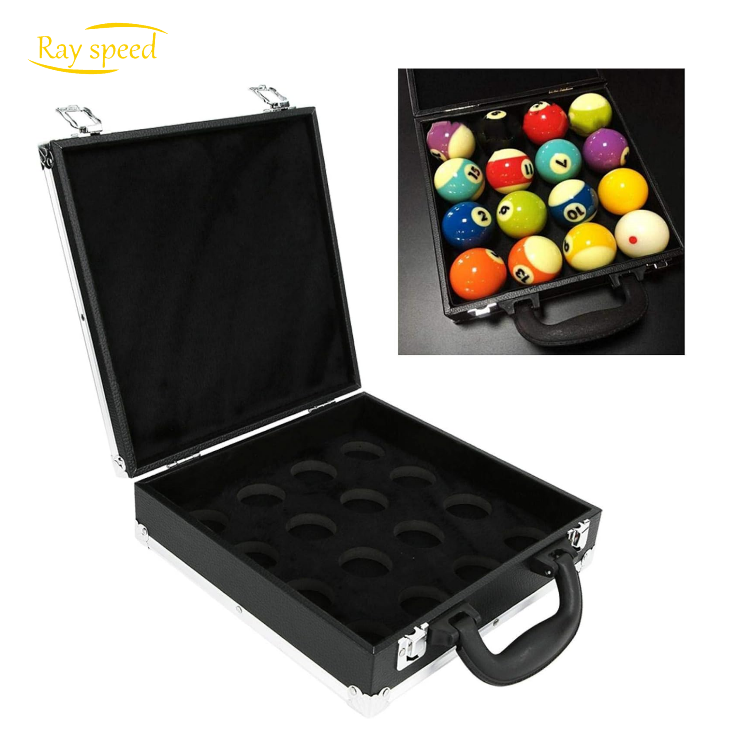 Rayspeed Billiard Balls Storage Box, Crystal Box 16 Balls Box Carrying Case with Carry Handle for Billiard Pool Balls