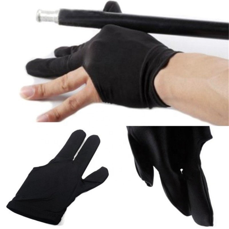 3 Finger Hand Stretch Black Outdoor Nylon Sports Shooters Snooker Pool Table Cue Billiard Gloves