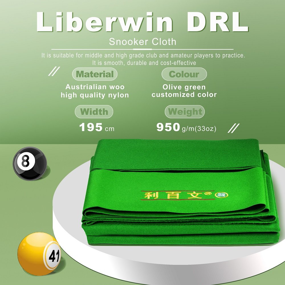 High Quality Liberwin DRL snooker cloth 6811 table for 12 FT with bed and cushion