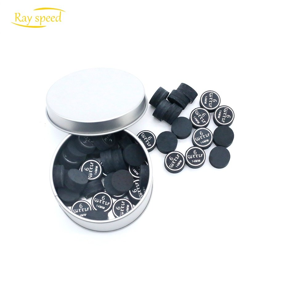 Rayspeed Hot Sale 14mm 6 Layers High Quality Black Leather Pool Billiard Snooker Cue Accessories Tips