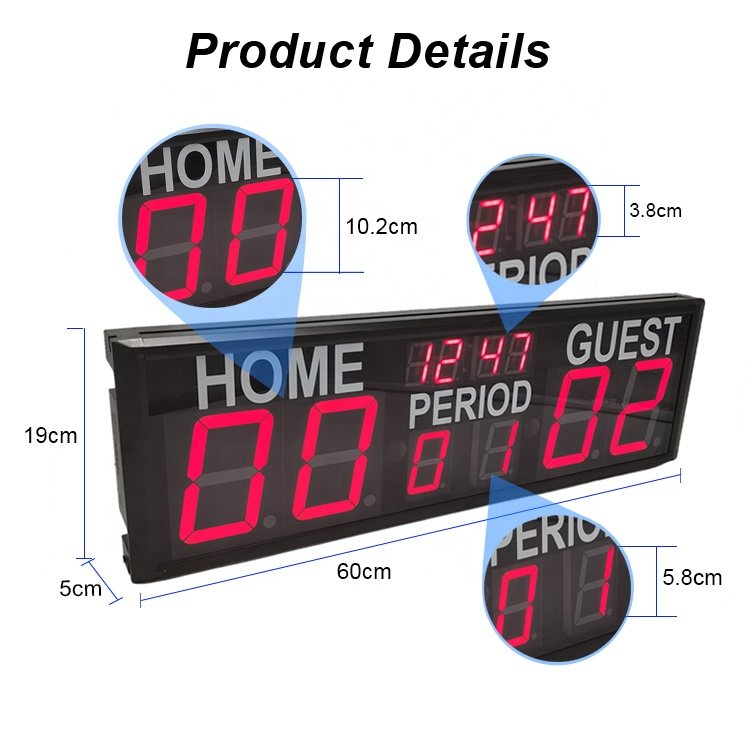 Basketball/tennis/volleyball Digital Scoreboard 4Inch 10 Digits Powered Scoreboard with Remote Control