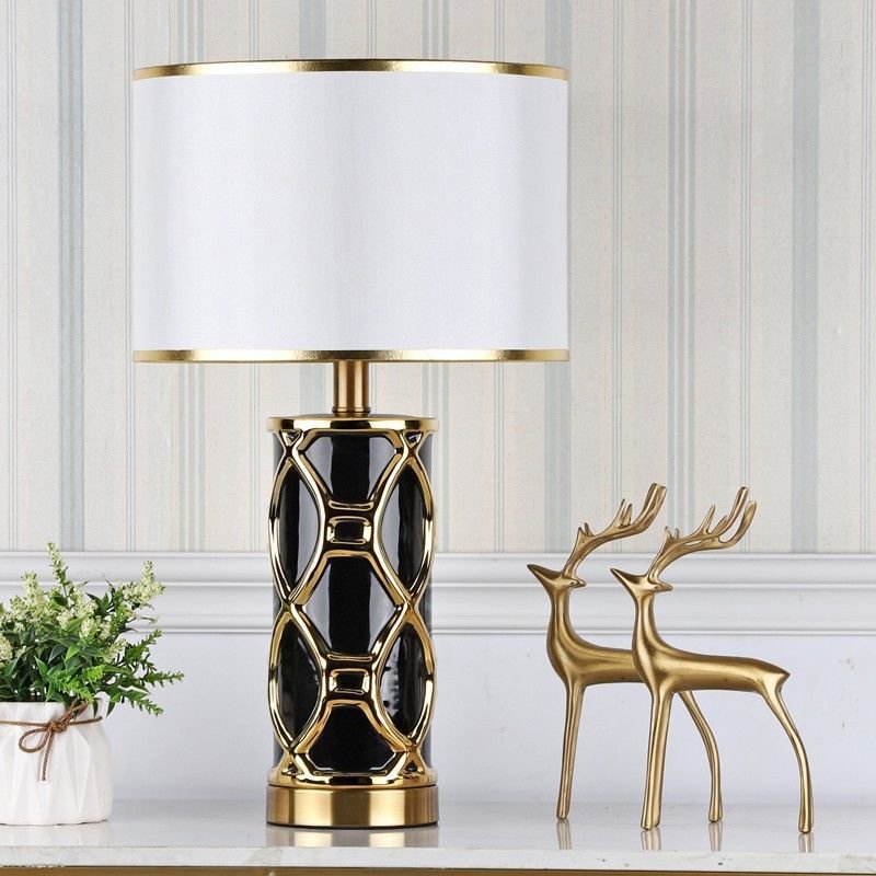 Modern Simple Ceramic Fashion Bedside Black Table Light LED Lighting Home Decorative Desk Lamp E27