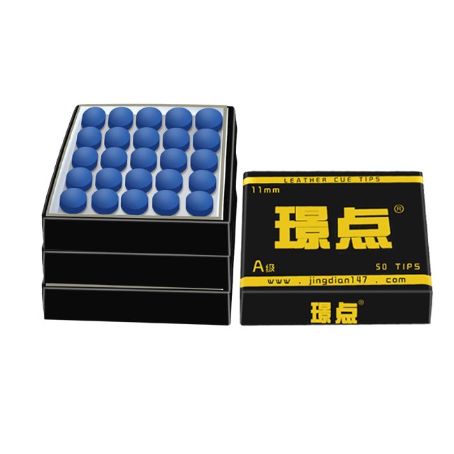 Jing Dian 50 pieces/box 10mm 11mm leather club tip snooker pool tip black 8 leather tips