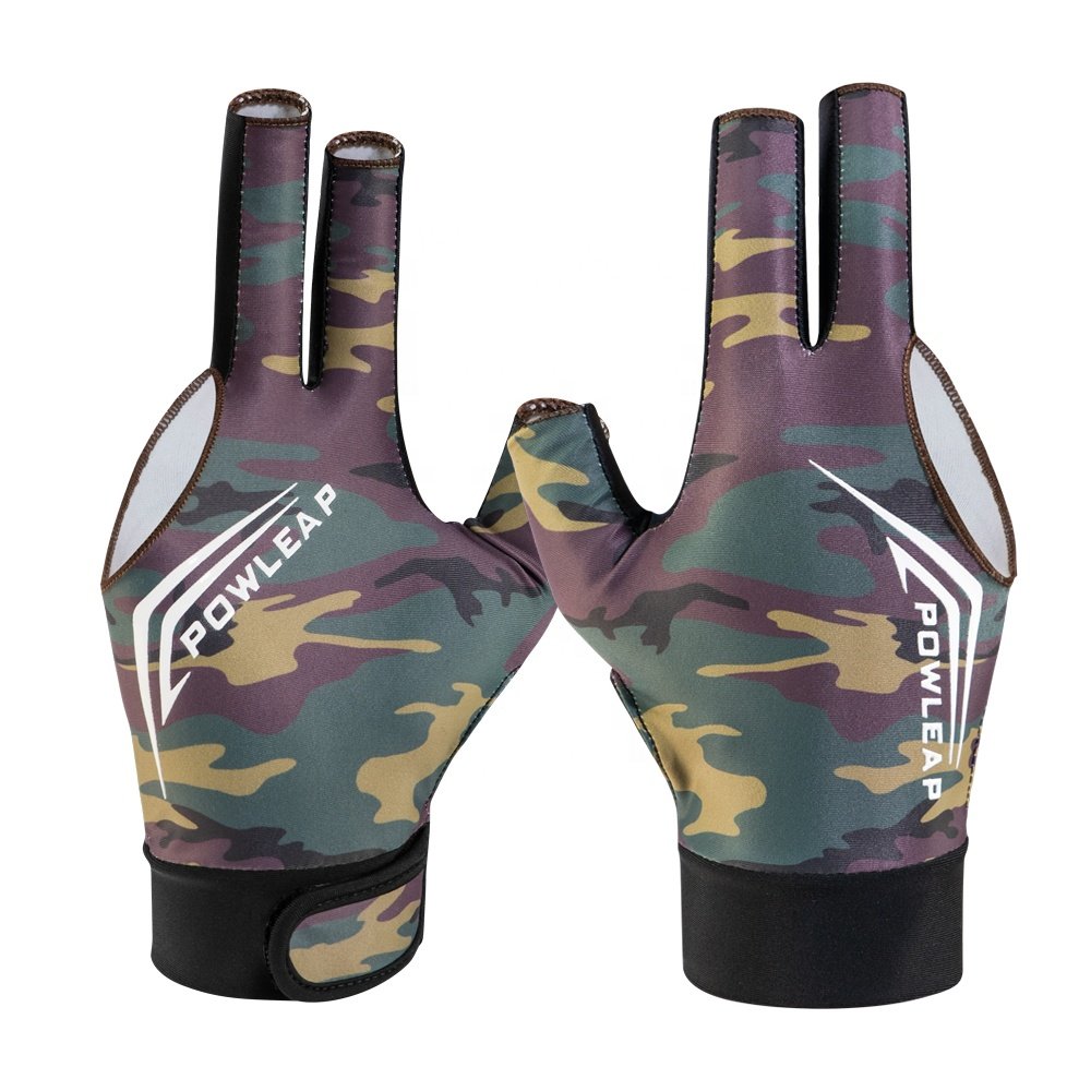 Custom Pool Accessories Three Fingers Lightweight Thin Leopard Print Shooter Pool Cue Gloves Snooker Billiards Gloves