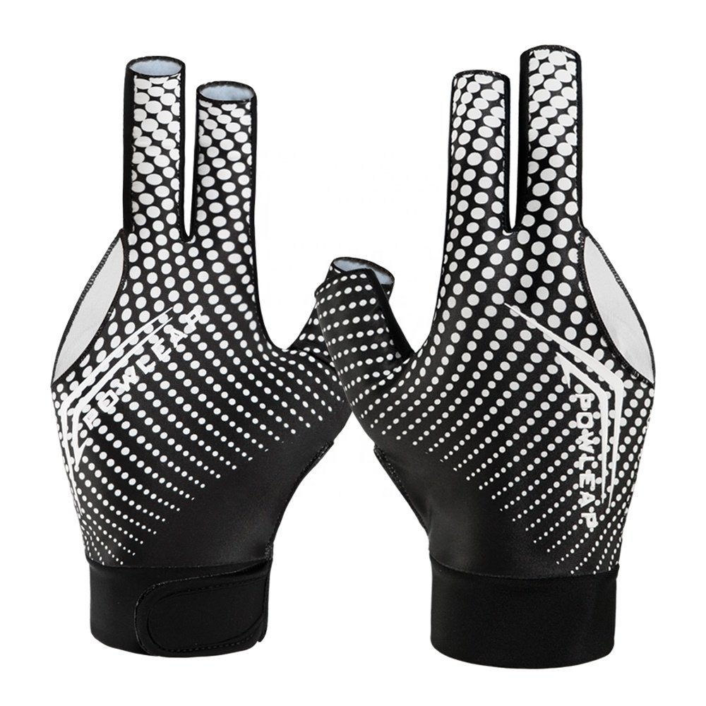 Custom Pool Accessories Three Fingers Lightweight Thin Leopard Print Shooter Pool Cue Gloves Snooker Billiards Gloves