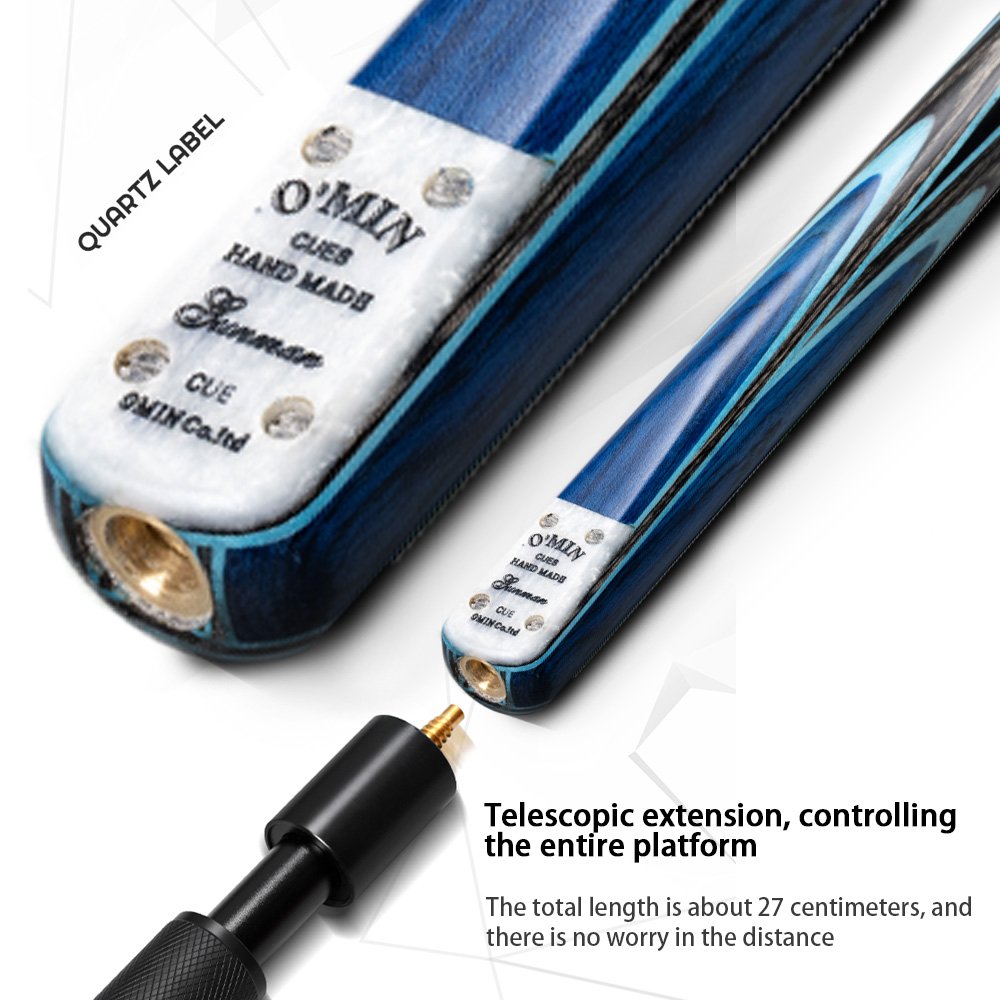 O'MIN GUNMAN Snooker Cue 3/4 Piece Snooker Cue Kit with Case Telescopic Extension 9.5mm 10mm Tip Snooker Stick Kit
