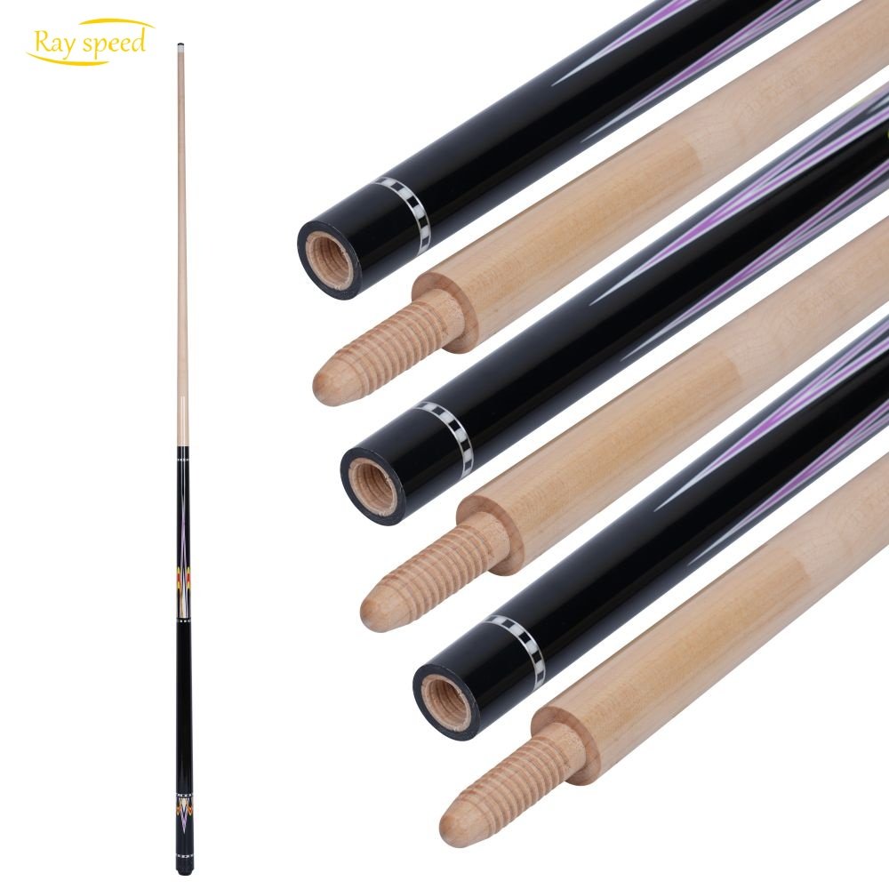 Rayspeed Professional Sticker Pool Cue Hard Maple Shaft Wood Joint 11.8 mm Tip SIze 1/2 Split Cue 142 cm
