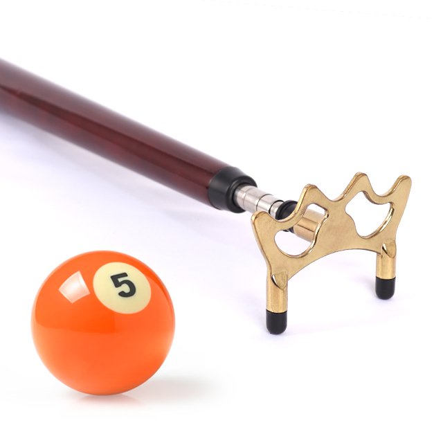 Stainless Steel Telescopic Gold Wood Handle Pool Cue Holder Pole