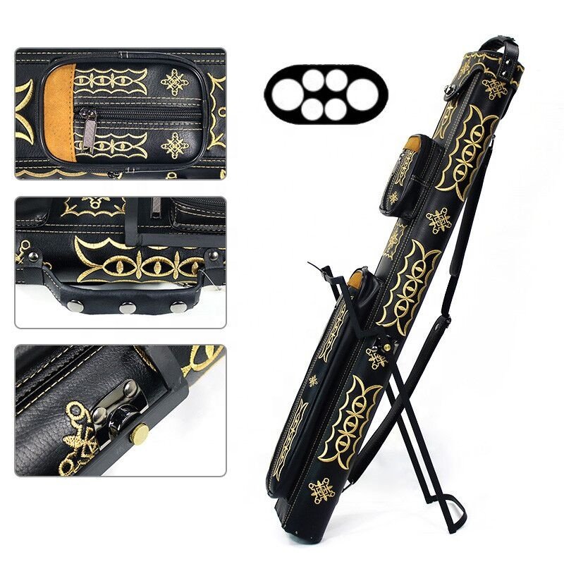 fashion embroider cue bag 2B4S pool cue case 1/2 cue carrying box set 6 holes with stands for promotion sale
