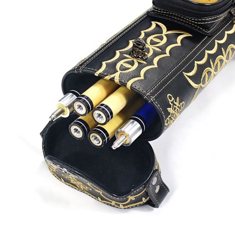 fashion embroider cue bag 2B4S pool cue case 1/2 cue carrying box set 6 holes with stands for promotion sale