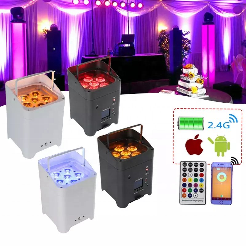 Portable Wedding Rechargeable Wireless Battery Powered 6in1 RgbwAUV 6*18w Flat Par IR Controller snooker lighthot selling TOP