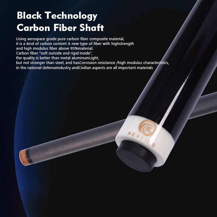 OK HEALING Center Joint Cue Carbon Fiber & Fiberglass Billiard Pool Cue Stick 12.4mm Snooker Billiard Cue Stick