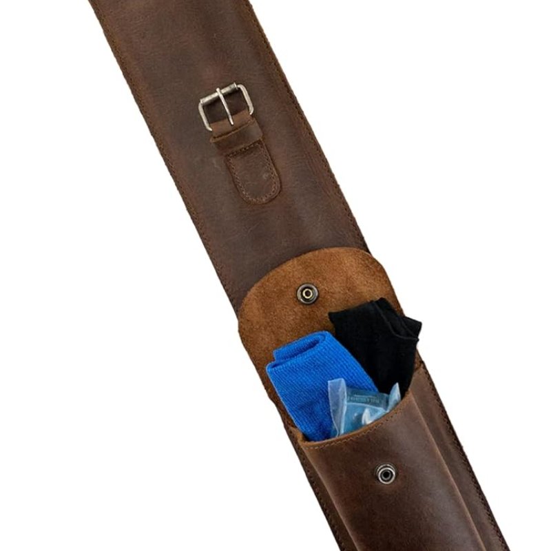 Billiard Cue Storage Bag Handmade PU Leather Pool Cue Flat Case Stick Carrying Bag with Adjustable Strap Snooker Cue Holder