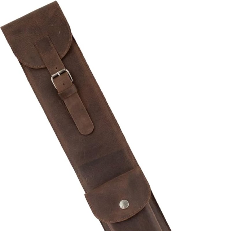 Billiard Cue Storage Bag Handmade PU Leather Pool Cue Flat Case Stick Carrying Bag with Adjustable Strap Snooker Cue Holder