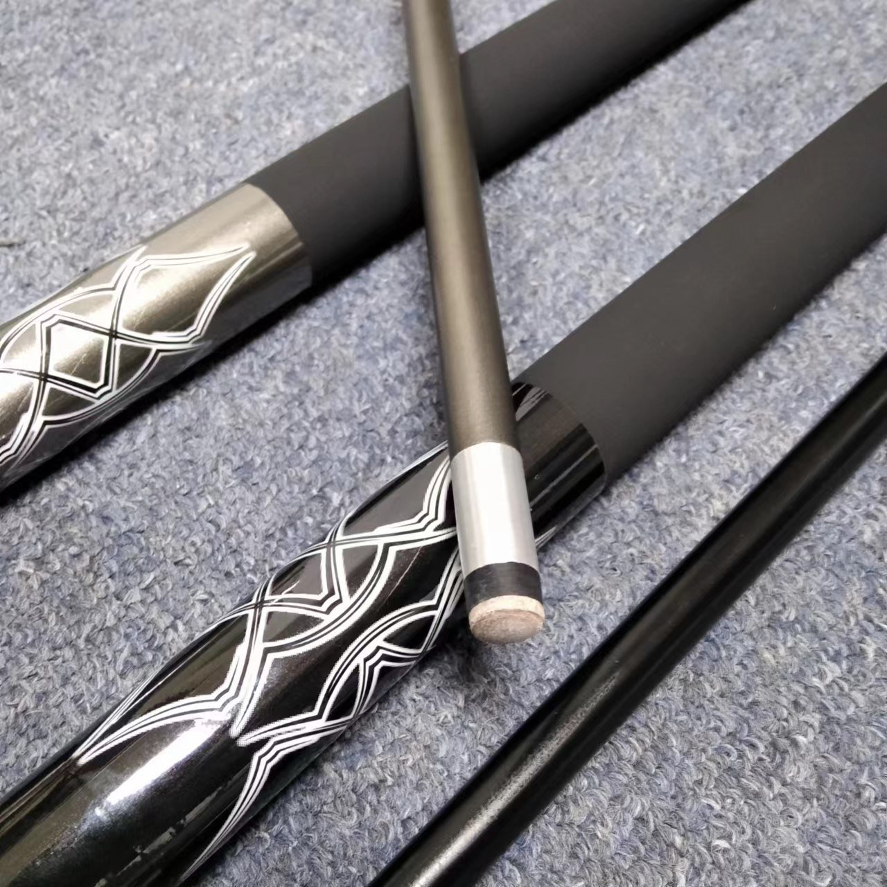 Hot Sell Black Grey Color 57inch Carbon Fiber 12mm Tip 1/2 Billiard Graphite Pool Cue stick