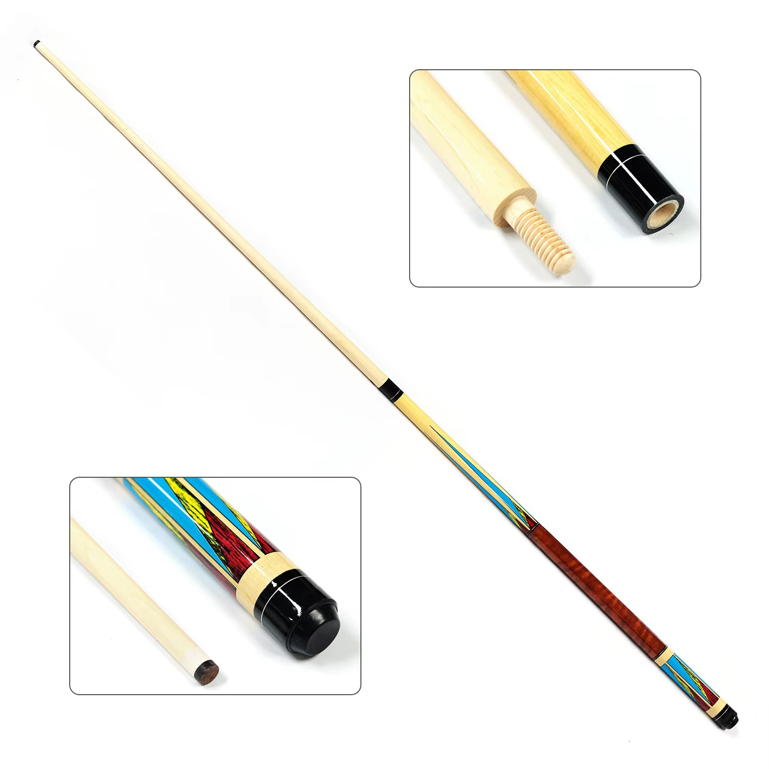 1/2 Style Carom Cue Table Sticks 57 Inch Length Maple Wooden Joint Billiard Snooker & Billiard Cues for Sale