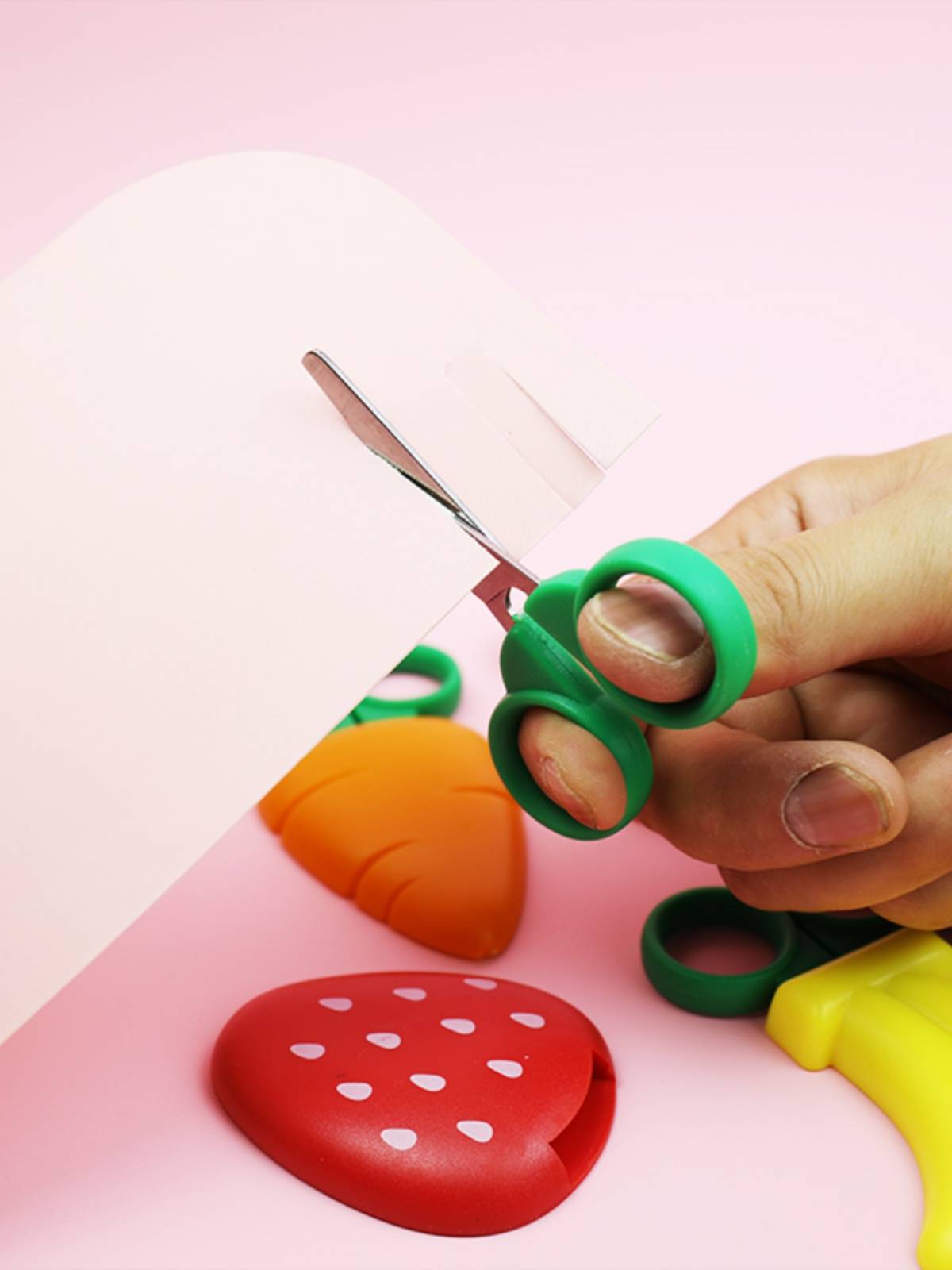 korea's lovely student strawberry banana fruit refrigerator with a children's scissors and creative duct tape