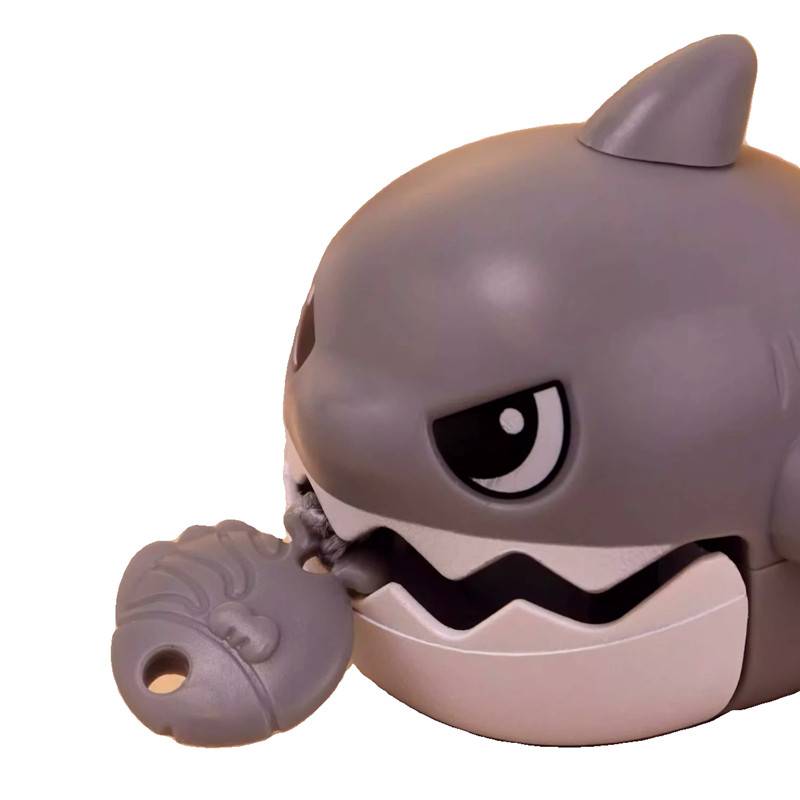 Pull line gritted little shark pendant can pull rope to unzip artifact big fish to eat small fish creative keychain Children's toys