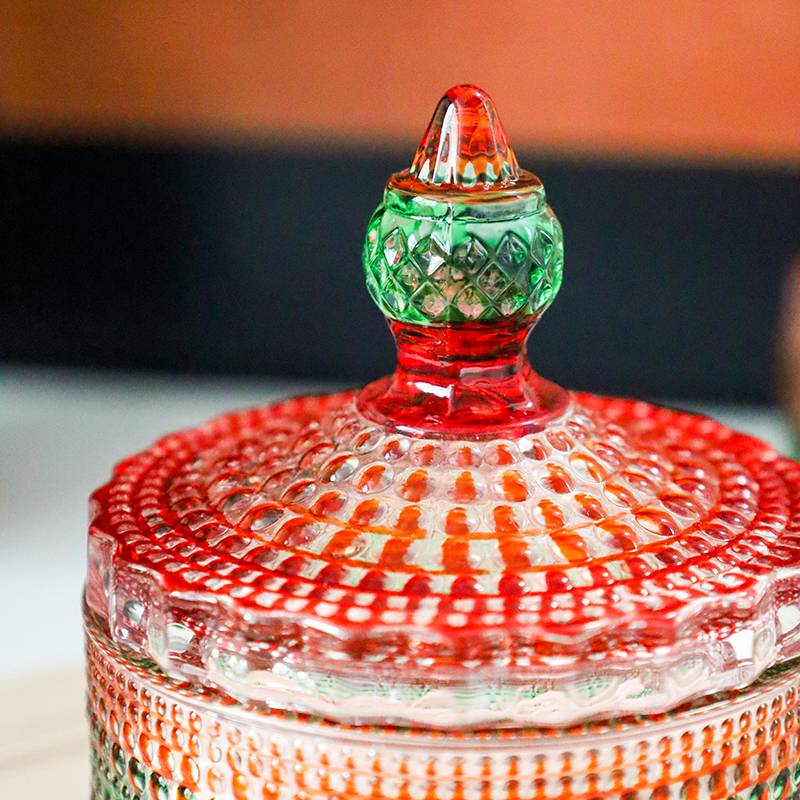 Retro Mongolian Mongolian Bag Glass Storage Box National Wind Jewelry Cotton Candy Cherry Cosmetics Storage Tank Swing