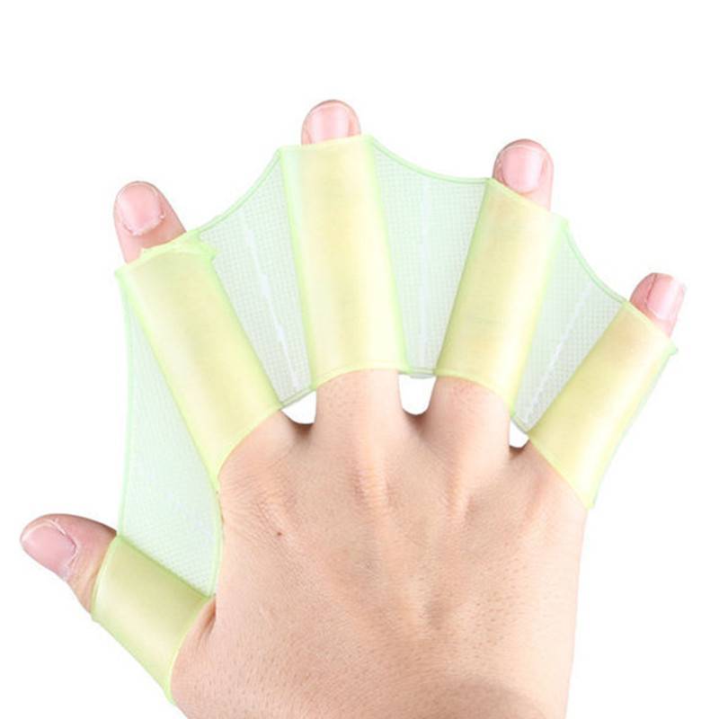 Swimming Hand Silicon Glossoms Semi -Finger Gloves Duck Palm Equipment Adult Children's Swimming Training Summer Summer