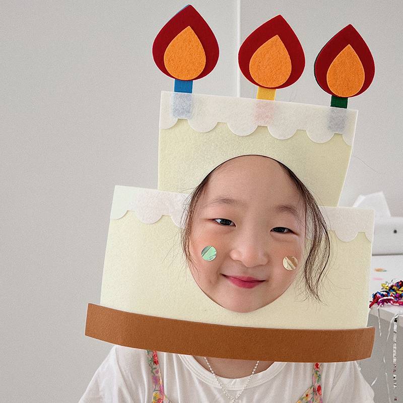Yellow birthday cake head cover