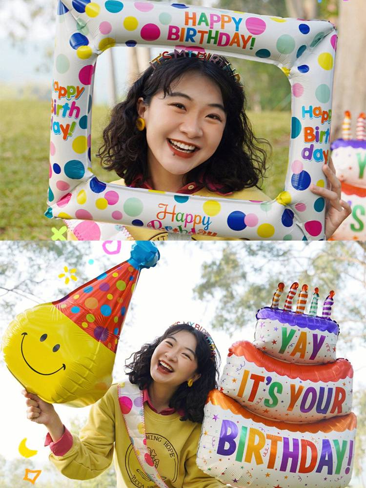 Cake+4D smiley+photo frame balloon