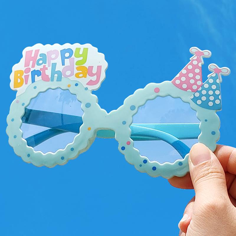 Birthday hat glasses-blue