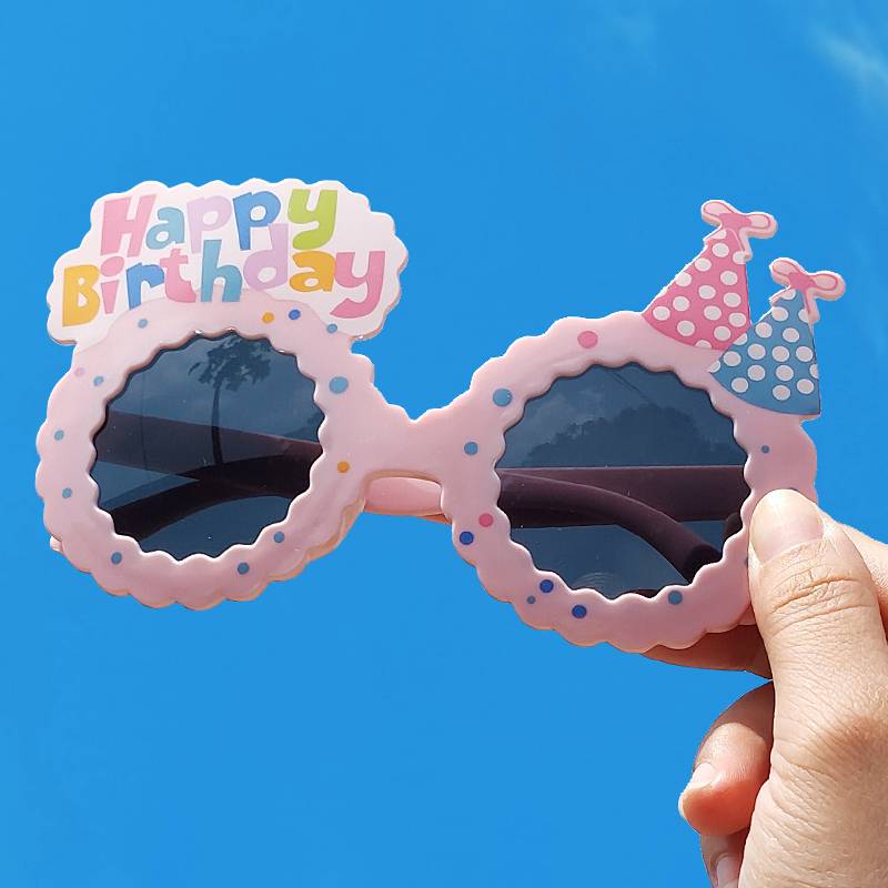 Birthday hat glasses-pink