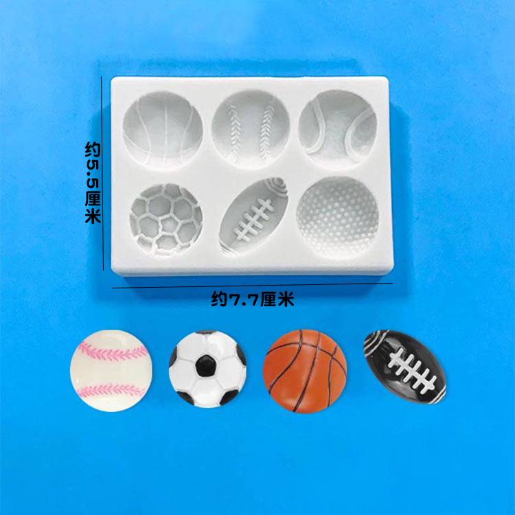 Dessert Cake Scene Decoration Basketball Football Volleyball Rugby Chocolate Flond Silicone Silicone Mold Baking