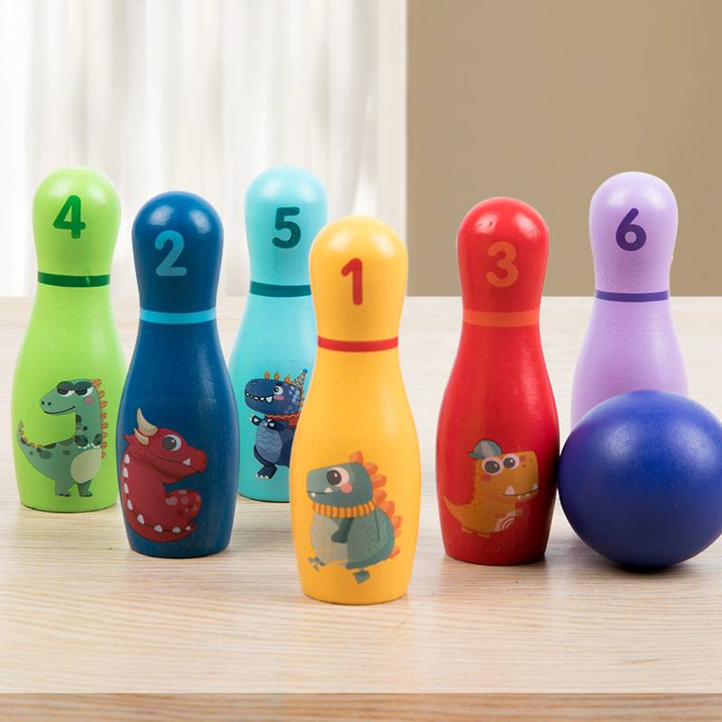 Wooden bowling ball children toys mini -bowling parent -child activity wooden solid wood toy desktop game