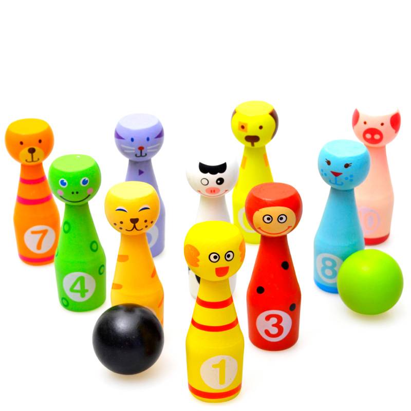 Wooden mini -bowling toy Children's indoor large desktop set solid boy and girl 5 -year -old kindergarten