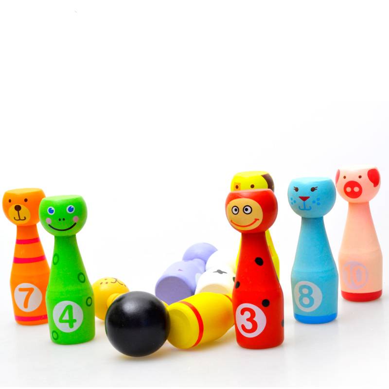 Wooden mini -bowling toy Children's indoor large desktop set solid boy and girl 5 -year -old kindergarten